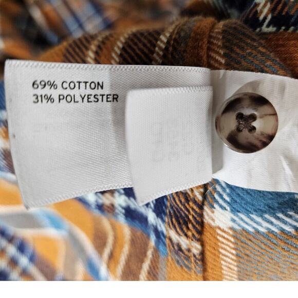 Duluth Trading Co Folklore Flannel Shirt Mustard Plaid Outdoors Workwear 2XL - Picture 5 of 5
